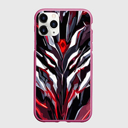 Чехол iPhone 11 Pro матовый Хаотичная красно-белая абстракция, цвет: 3D-малиновый