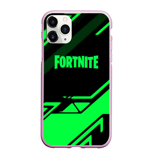 Чехол iPhone 11 Pro матовый Fortnite geometry green / 3D-Розовый – фото 1