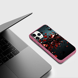 Чехол iPhone 11 Pro матовый Абстрактные осколки в воздухе, цвет: 3D-малиновый — фото 2