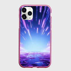 Чехол iPhone 11 Pro матовый Фиолетовые лучи света асбтракция, цвет: 3D-малиновый