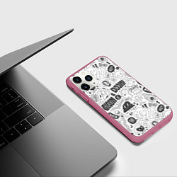 Чехол iPhone 11 Pro матовый Мрак и обречённость - приведения: паттерн, цвет: 3D-малиновый — фото 2