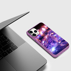 Чехол iPhone 11 Pro матовый Плавление абстрактных блестящих камней, цвет: 3D-фиолетовый — фото 2