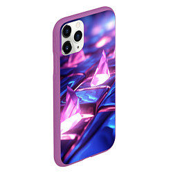 Чехол iPhone 11 Pro матовый Абстракция из блестящих камней и плит, цвет: 3D-фиолетовый — фото 2