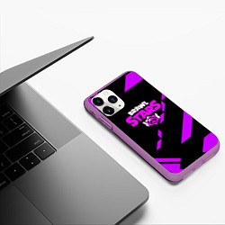 Чехол iPhone 11 Pro матовый Brawl stars geometry, цвет: 3D-фиолетовый — фото 2