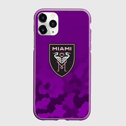 Чехол iPhone 11 Pro матовый Inter Miami logo pattern, цвет: 3D-фиолетовый