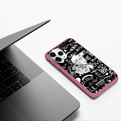 Чехол iPhone 11 Pro матовый Lil Peep pattern автографы лого, цвет: 3D-малиновый — фото 2