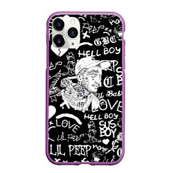 Чехол iPhone 11 Pro матовый Lil Peep pattern автографы лого, цвет: 3D-фиолетовый