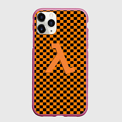 Чехол iPhone 11 Pro матовый Half life клетка оранжевая, цвет: 3D-малиновый