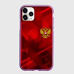 Чехол iPhone 11 Pro матовый Россия герб текстура, цвет: 3D-фиолетовый