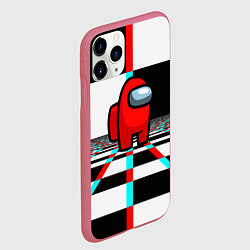 Чехол iPhone 11 Pro матовый Among us games optical chessboard, цвет: 3D-малиновый — фото 2