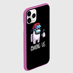 Чехол iPhone 11 Pro матовый Among us with microphone, цвет: 3D-фиолетовый — фото 2