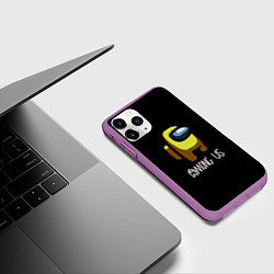 Чехол iPhone 11 Pro матовый Among us жёлтый, цвет: 3D-фиолетовый — фото 2