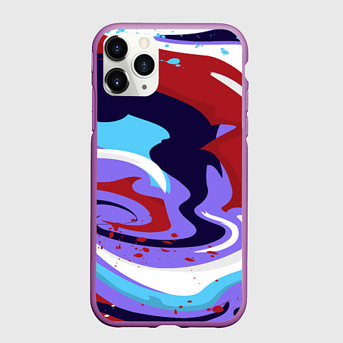 Чехол iPhone 11 Pro матовый Клякса абстракция / 3D-Фиолетовый – фото 1