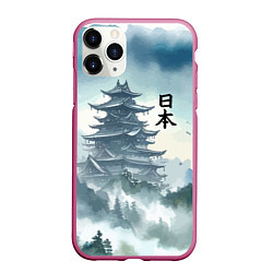 Чехол iPhone 11 Pro матовый Японская пагода в тумане - нейросеть