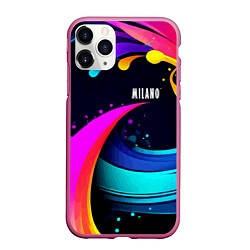 Чехол iPhone 11 Pro матовый Neon abstraction - Milano, цвет: 3D-малиновый