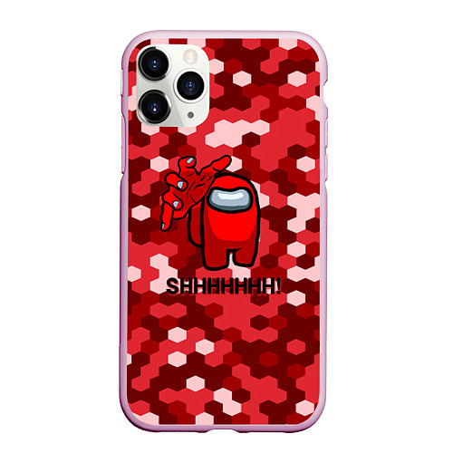 Чехол iPhone 11 Pro матовый Among us pixel game / 3D-Розовый – фото 1