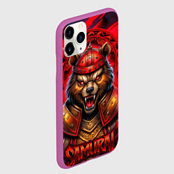 Чехол iPhone 11 Pro матовый Агрессивный медведь самурай, цвет: 3D-фиолетовый — фото 2