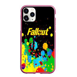 Чехол iPhone 11 Pro матовый Fallout цветные краски, цвет: 3D-малиновый