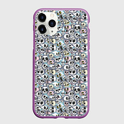 Чехол iPhone 11 Pro матовый Черепа разной формы паттерны, цвет: 3D-фиолетовый