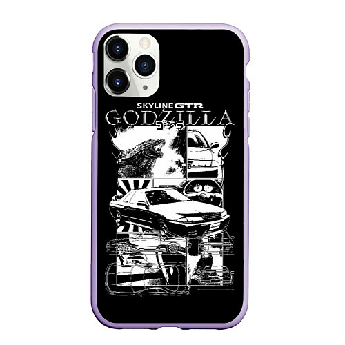 Чехол iPhone 11 Pro матовый Skyline GTR Godzilla / 3D-Светло-сиреневый – фото 1