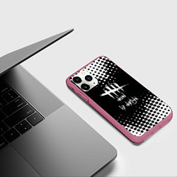 Чехол iPhone 11 Pro матовый Dead by daylight geometry, цвет: 3D-малиновый — фото 2