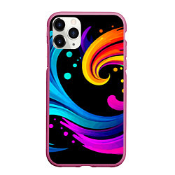 Чехол iPhone 11 Pro матовый Joy wave - ai art fantasy, цвет: 3D-малиновый