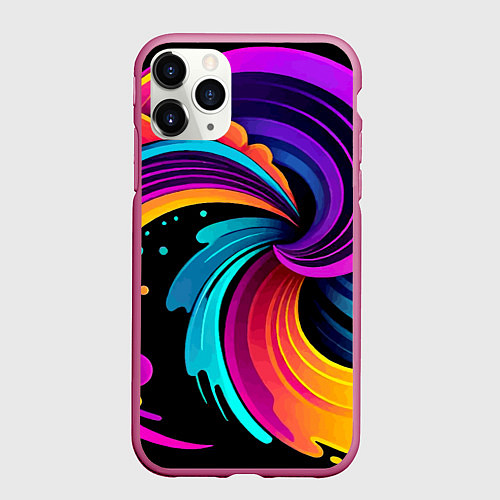 Чехол iPhone 11 Pro матовый Яркая красочная абстракция - нейроарт / 3D-Малиновый – фото 1
