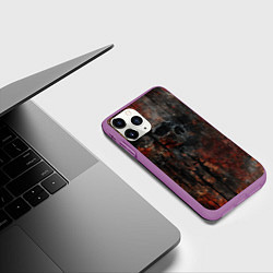 Чехол iPhone 11 Pro матовый Текстура с черепами, цвет: 3D-фиолетовый — фото 2