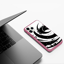 Чехол iPhone 11 Pro матовый Ai art black and white abstraction, цвет: 3D-малиновый — фото 2