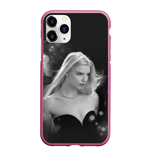 Чехол iPhone 11 Pro матовый Actress - Anya Taylor - Joy / 3D-Малиновый – фото 1