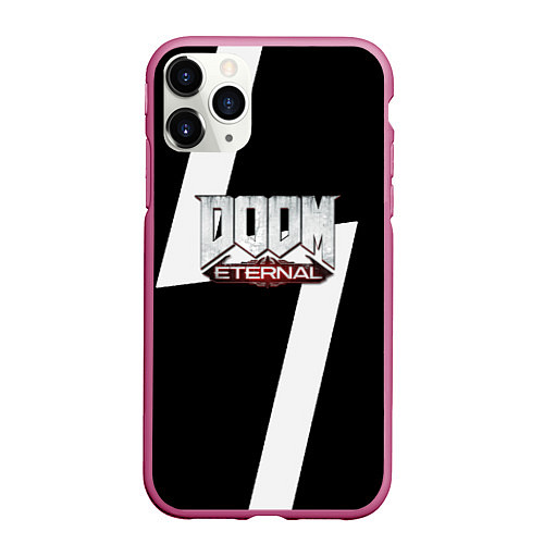 Чехол iPhone 11 Pro матовый Doom eternal geometry white / 3D-Малиновый – фото 1