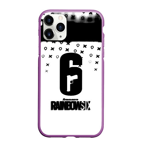 Чехол iPhone 11 Pro матовый Rainbox six game pattern / 3D-Фиолетовый – фото 1