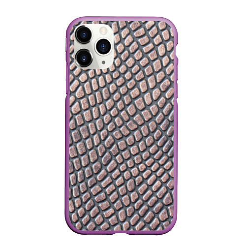 Чехол iPhone 11 Pro матовый Кожаный принт / 3D-Фиолетовый – фото 1
