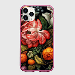 Чехол iPhone 11 Pro матовый Набивной рисунок, цвет: 3D-малиновый