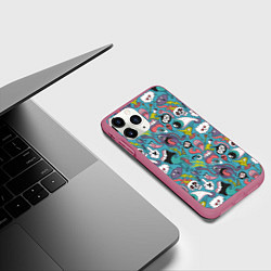 Чехол iPhone 11 Pro матовый Тьфу ты монстры, цвет: 3D-малиновый — фото 2