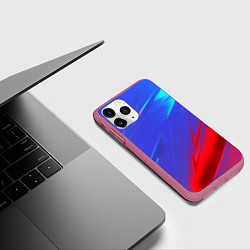 Чехол iPhone 11 Pro матовый Неоновые полосы геометрия, цвет: 3D-малиновый — фото 2