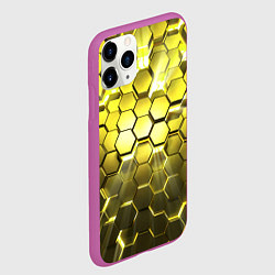 Чехол iPhone 11 Pro матовый Золотые соты, цвет: 3D-фиолетовый — фото 2