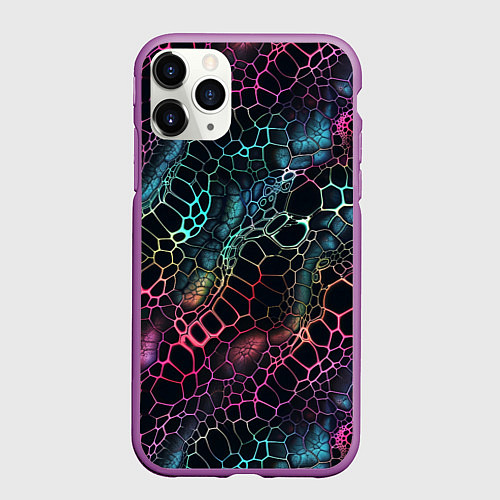 Чехол iPhone 11 Pro матовый Змеиный принт / 3D-Фиолетовый – фото 1