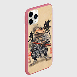 Чехол iPhone 11 Pro матовый Жаба самурай - japan aesthetic, цвет: 3D-малиновый — фото 2