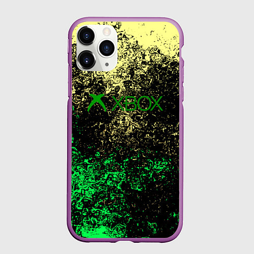 Чехол iPhone 11 Pro матовый Xbox брызги красок / 3D-Фиолетовый – фото 1