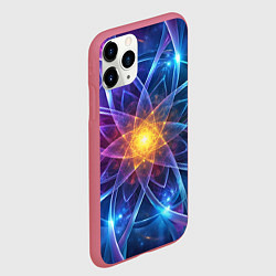Чехол iPhone 11 Pro матовый Космический закрученный узор-лотос: энергия вселен, цвет: 3D-малиновый — фото 2