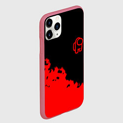 Чехол iPhone 11 Pro матовый Among us красные краски, цвет: 3D-малиновый — фото 2