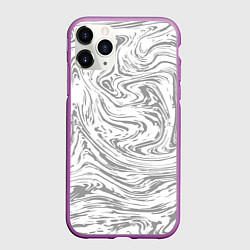 Чехол iPhone 11 Pro матовый Мрамор абстракция, цвет: 3D-фиолетовый