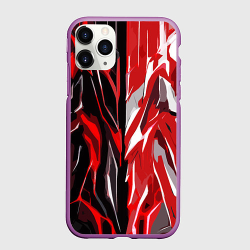 Чехол iPhone 11 Pro матовый Красная абстракция на чёрно-белом фоне / 3D-Фиолетовый – фото 1