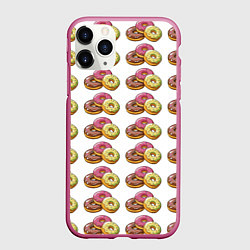 Чехол iPhone 11 Pro матовый Пончики-фастфуд паттерн