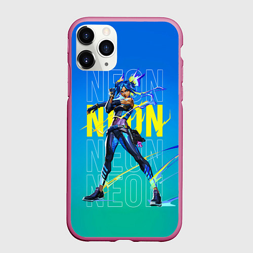 Чехол iPhone 11 Pro матовый Neon Valorant / 3D-Малиновый – фото 1