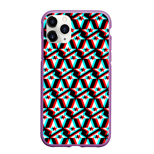 Чехол iPhone 11 Pro матовый Астралис глитч логотип / 3D-Фиолетовый – фото 1