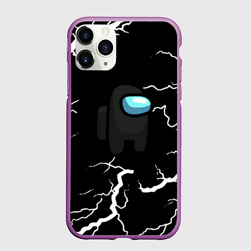 Чехол iPhone 11 Pro матовый Among us storm black / 3D-Фиолетовый – фото 1