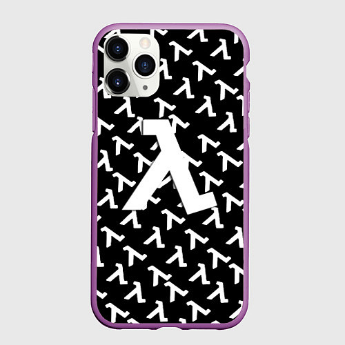 Чехол iPhone 11 Pro матовый Half liife logo pattern / 3D-Фиолетовый – фото 1