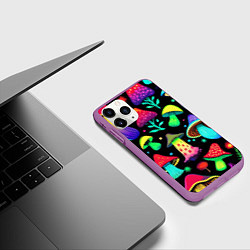 Чехол iPhone 11 Pro матовый Биолюминесцентные кислотные грибы, цвет: 3D-фиолетовый — фото 2